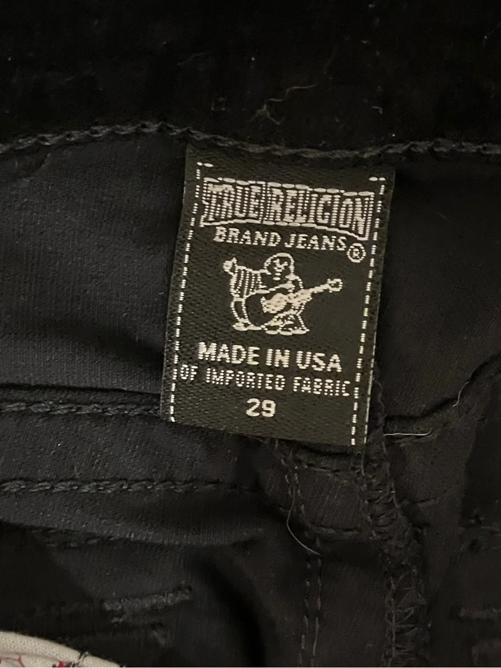 True Religion Men Slim Jeans in Black with Signature Flap Pocket